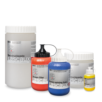 Lascaux Produkte f&uuml;r das w&auml;ssrige Siebdrucksystem